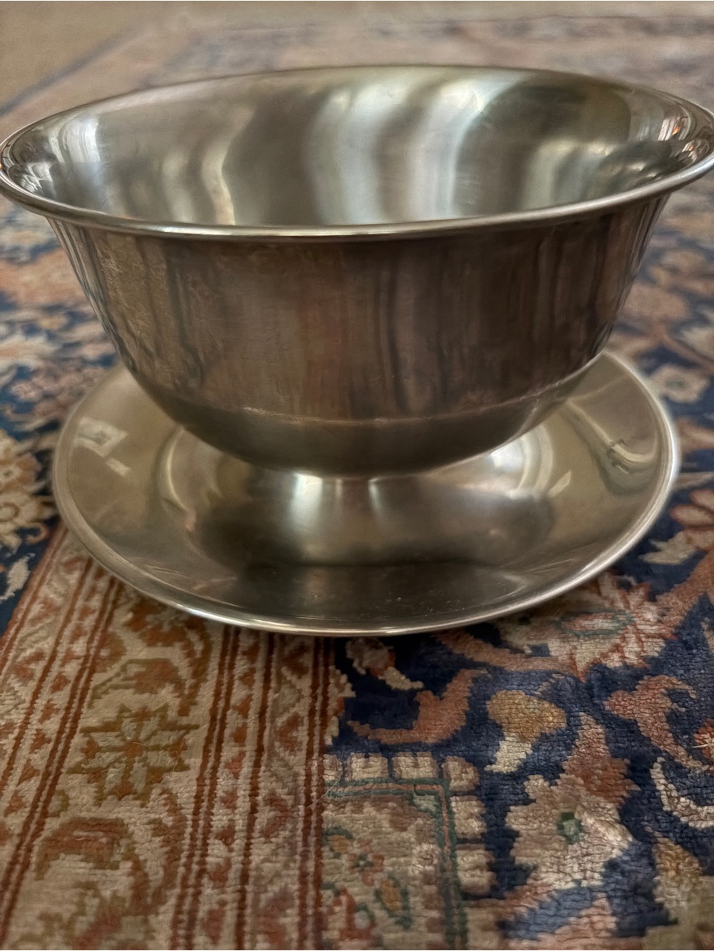 Vintage Selandia Denmark stainless steel gravy bowl. Cat water bowl/food dish.